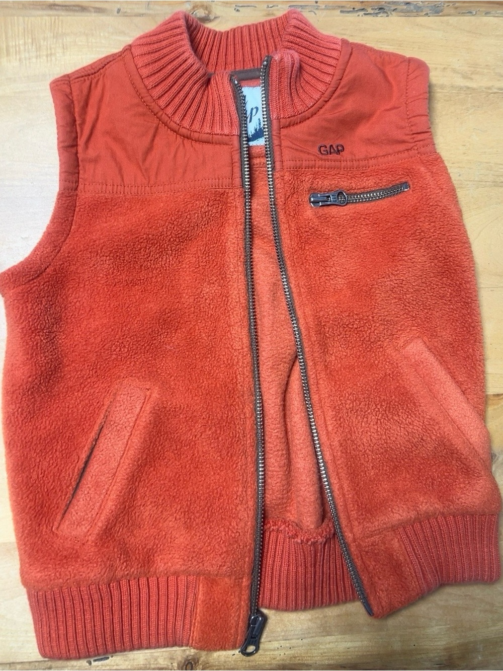 Vintage Y2K Baby Gap Orange Fleece Vest Toddler 3T Full Zip Outdoor